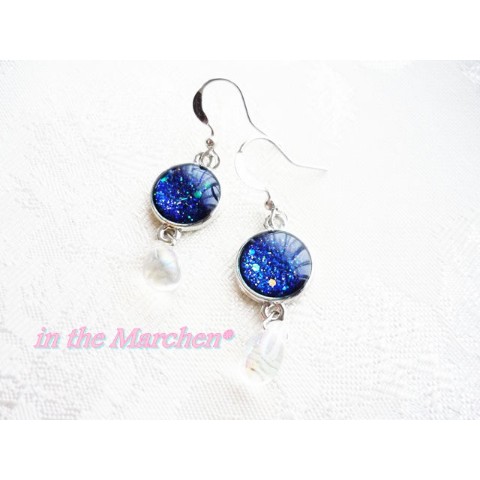 【in the Marchen*】「天空のシャンデアリ」ピアス　宇宙青【in the Marchen*】