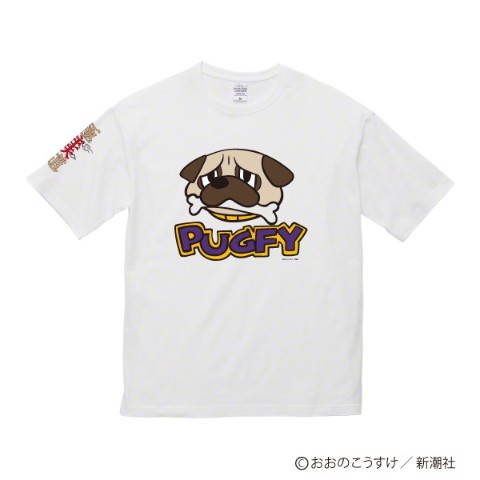 【極主夫道】ビッグシルエットTシャツ/白　PUGFY柄 M