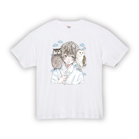 【アニマルハウスユーキ】Tシャツ　フクロウ　XL　WHITE