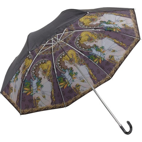 名画折りたたみ傘～晴雨兼用～（ミュシャ「羽根」）