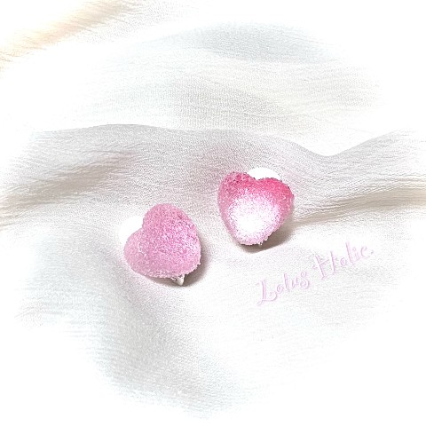 【Lotus Holic.】Jelly heart candy　イヤリング　ピンク