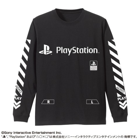 【プレイステーション】袖リブロングスリーブTシャツ“PlayStation” BLACK XL
