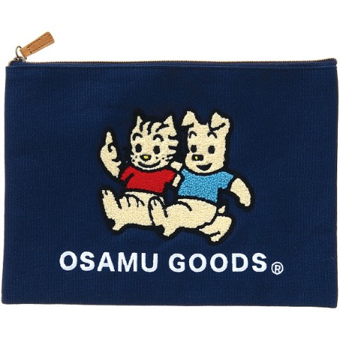 【OSAMU GOODS】サガラ刺繍フラットポーチ ネイビー