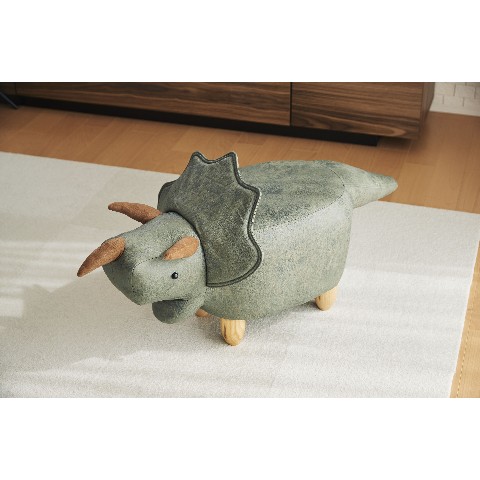 【動物インテリア】恐竜のスツール Triceratops（カーキ）