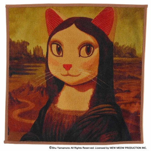 【CAT ART】キャットアート スマホ・メガネ拭き ハンカチ モニャ・リザ/レオナルド・ニャビンチ