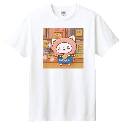 【ねこ団長】Tシャツ おしごと WH Mサイズ