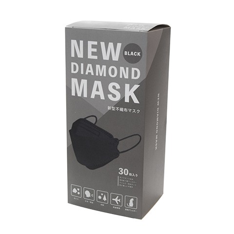 【新型不織布マスク】NEW DIAMOND MASK 30枚 ブラック