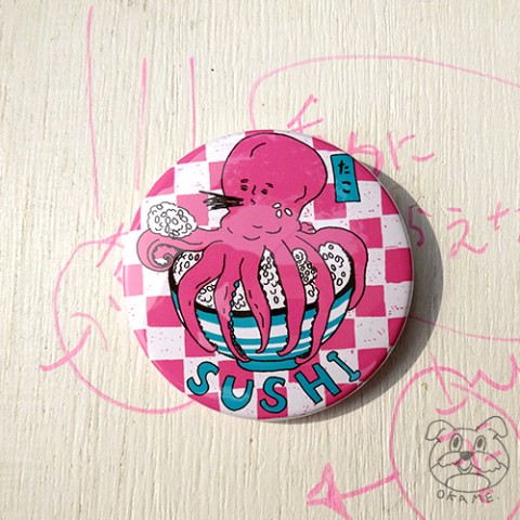 【OKAME】缶バッチ「SUSHI　たこ」