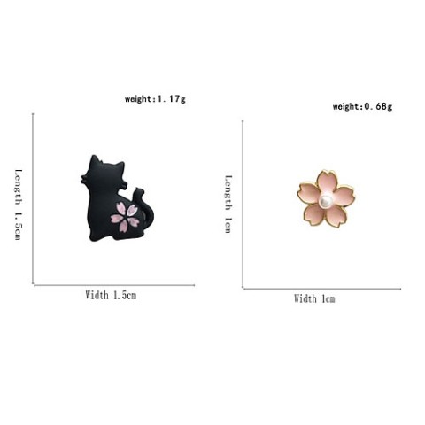 kawaiiiii!】小さな白猫と桜のスタッドピアス / 雑貨通販 ヴィレッジ