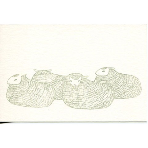 【絵と木工のトリノコ】羊たち-ガリ版ポストカード