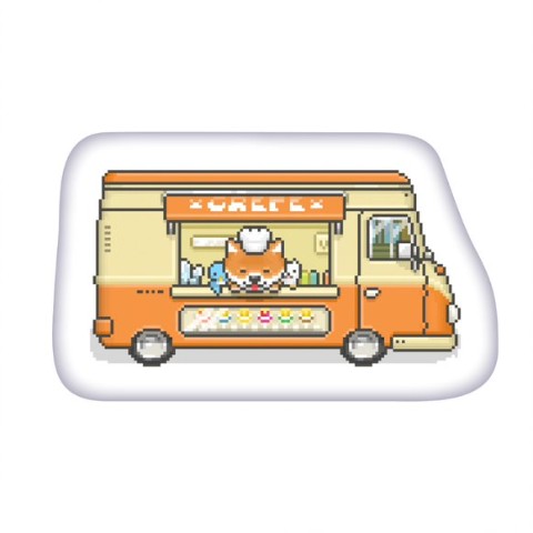 【柴犬のクレープ屋さん / Food Truck Pup】ダイカットクッション