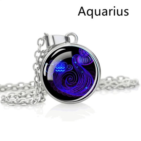 【＃kawaiiiii!】『Aquarius 水瓶座』12星座のペンダント（蓄光）