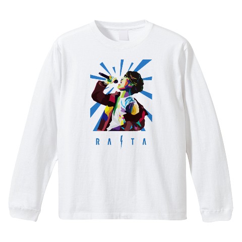 【雷太第2弾】アートデザインロングTシャツ RAITA WHITE（XLサイズ）