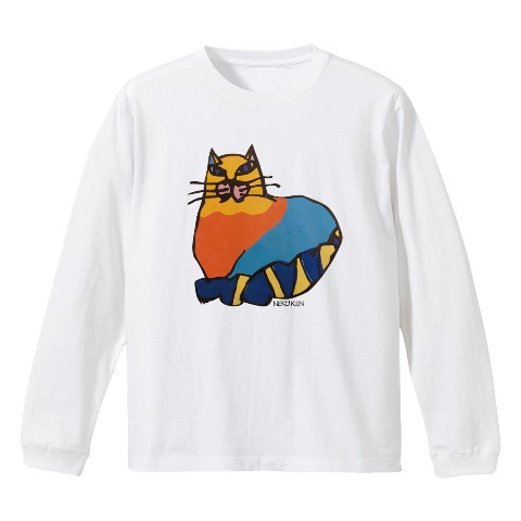 【NEKO KEN】ロングTシャツ　にじいろネコWH・XLサイズ