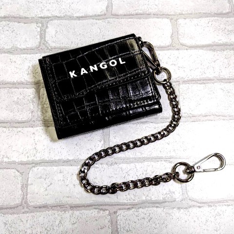 【KANGOL】三つ折り財布チェーン付 BK