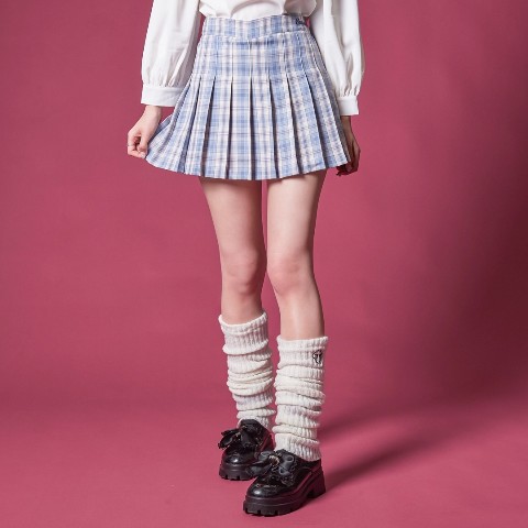 【TRAVAS TOKYO】Check pleated skirt 【Blue】