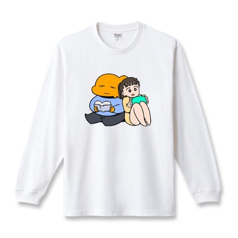 【虹走】UさんとボクおすわりロングTシャツ WH（XLサイズ）