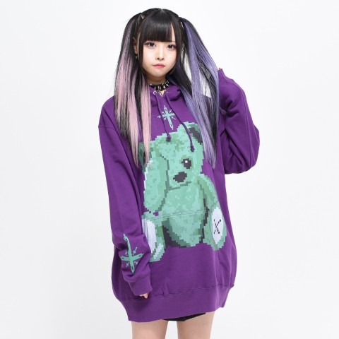 【TRAVAS TOKYO】Pixel bear hoodie 【Purple】