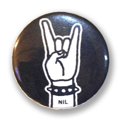 【NIL】缶バッジ  ベーシック25mm  /  ロック・ハンドサイン／ブラック