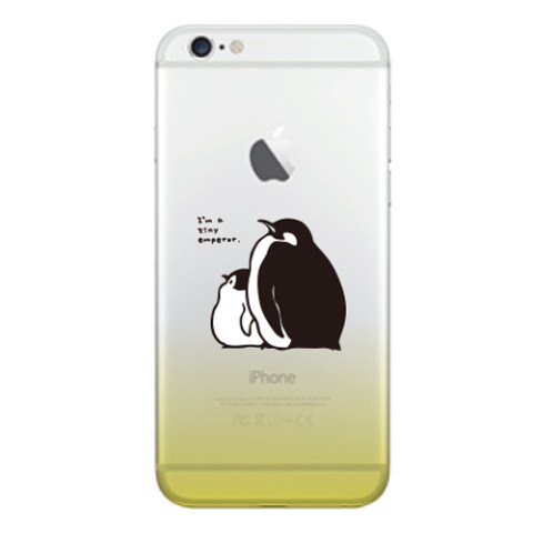 【もこぺん】iPhone透明ハードケース　コウテイペンギン-イエロー
