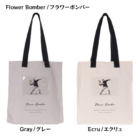 【Brandalised】帆布スクエアトート(Flower Bomber) グレー