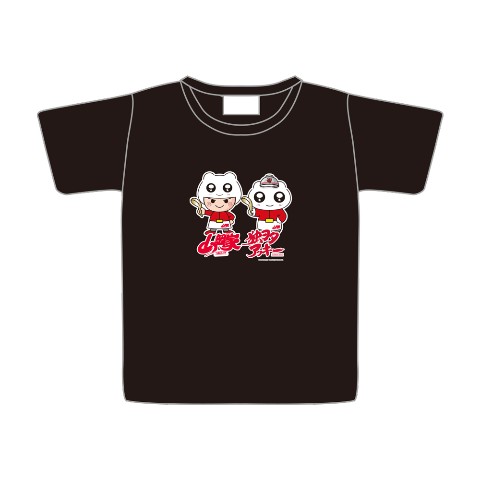 【独ヲタアッキー×山岡家】Tシャツ BK ヤマオカマン＆シロウ（XLサイズ）