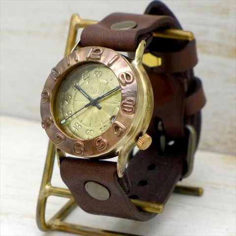 【手作り腕時計】Explore3-B-DATE 銅ベゼル 36mm DATE(日付表示) 【完全受注生産】