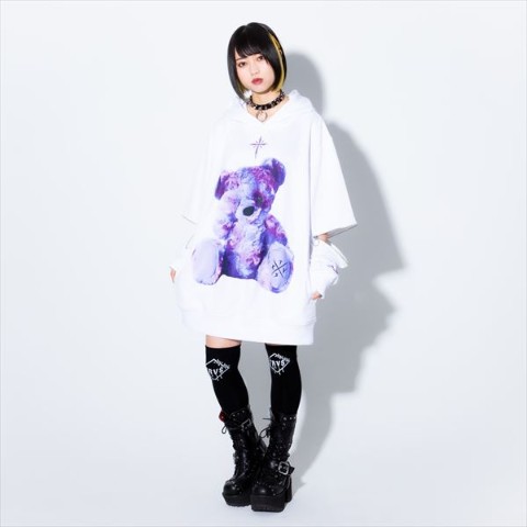 【TRAVAS TOKYO】Furry bear arm zip hoodie【White】