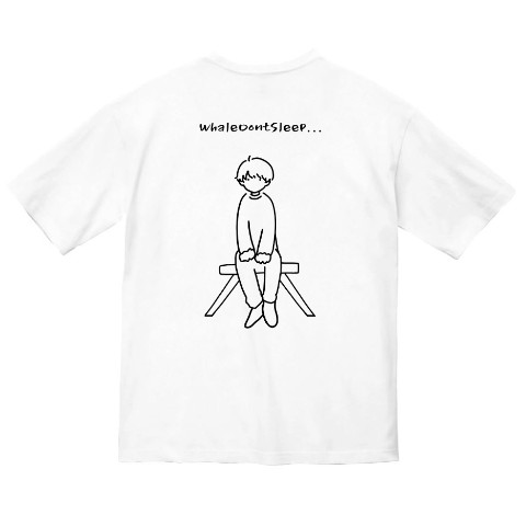 【くじら】バックプリントBIGTシャツ(ホワイト)/XLサイズ