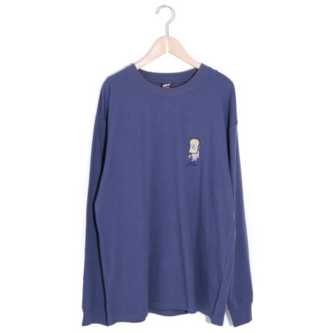 【ScoLar Parity】パンクマ刺繍ロングスリーブTシャツ / ブルー