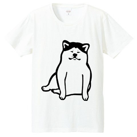 【せいこせんせい】秋田犬　お座りTシャツ（ホワイト）　Mサイズ