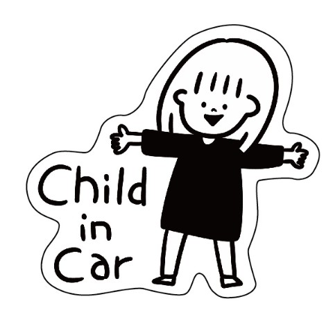 【むぴー】カーステッカー Child in car（女の子）