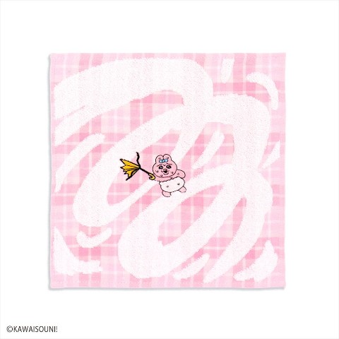【おぱんちゅうさぎ】タオルハンカチ　風つよ (ピンク)