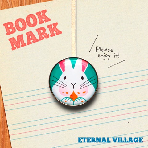 【ETERNAL VILLAGE】もぐもぐ食べるウサギのクリップ型ブックマーク