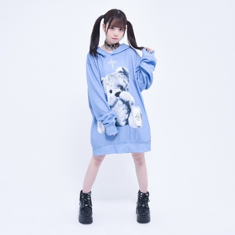 【TRAVAS TOKYO】Furry bear hoodie 【Blue】