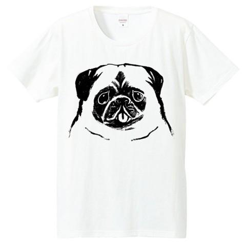 【せいこせんせい】パグ　Tシャツ（ホワイト）　Mサイズ　犬
