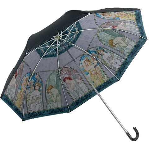 名画折りたたみ傘～晴雨兼用～（ミュシャ「時の流れ」）