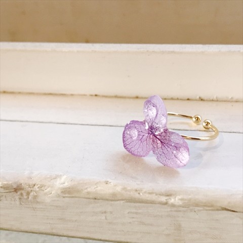 【atelier mine-ro】花雫リング～紫陽花～（フリーサイズ）
