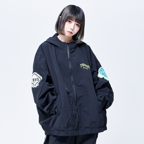 TRAVAS TOKYO】Patch nylon hoodie 【Black】 / 雑貨通販 ヴィレッジ
