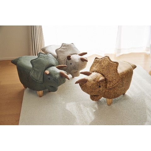 【動物インテリア】恐竜のスツール Triceratops（ブラウン） / 雑貨通販 ヴィレッジヴァンガード公式通販サイト