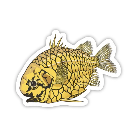 【ギョテラシーチャンネル】ダイカットステッカー　黄色い魚