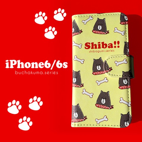 【iPhone6/6s】【柴組。】黒柴手帳型iPhoneケース