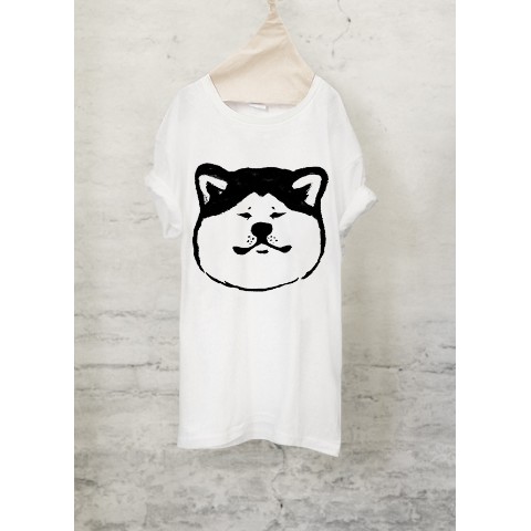 【せいこせんせい】秋田犬　Tシャツ（ホワイト）　XLサイズ