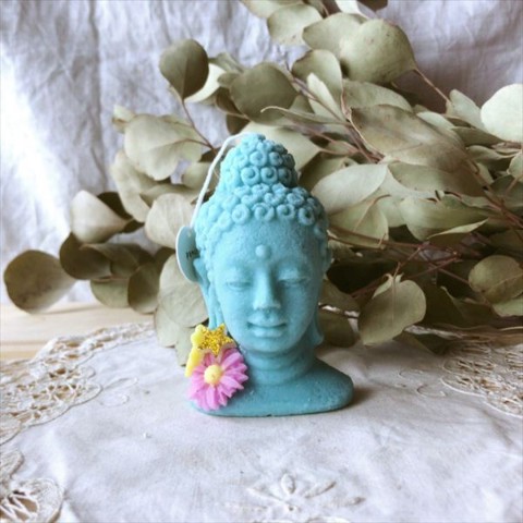 【10mei candle works】SOY buddha（ブルー）ピーチの香り