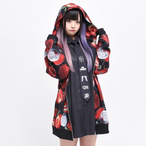 【TRAVAS TOKYO】Tablet berry zip hoodie 【Black×Red】