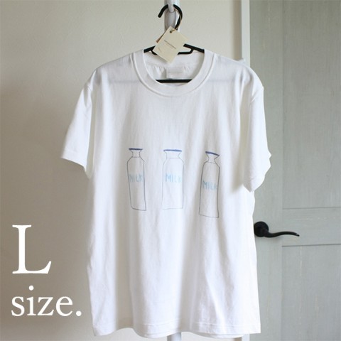 【カタノケムシ】牛乳びんのTシャツ Lサイズ