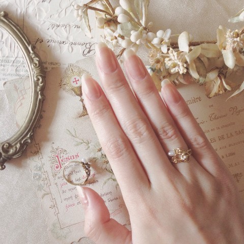 【La maison de Lilli】Pearl Flower Ring 《Gold》　13号