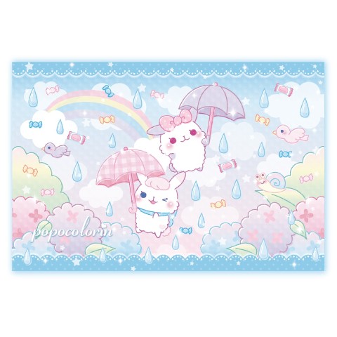 【うさぎのぽぽころりん】ポストカード/梅雨と虹