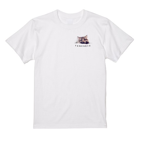 【ヤマネコ】Tシャツ ホワイト/ポケット（XLサイズ）