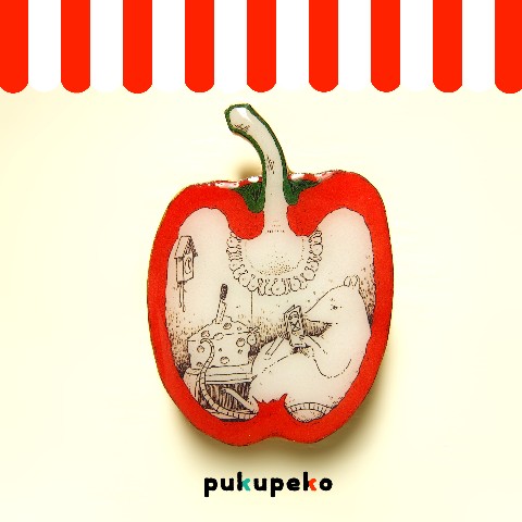 【pukupeko】我が家はパプリカブローチ（あか）